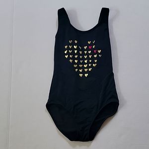 Abercrombie Swim Medium Women's One Piece Swimsuit Gold Hearts Black